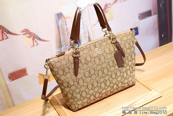 COACH蔻馳 36625 小號 經典款 帆布拼皮餃子包 真皮提手 可手提斜背  Chz1030